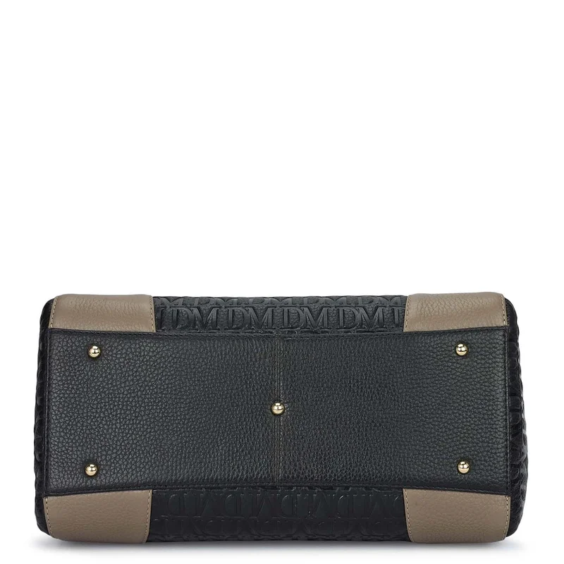 Da Milano Black Medium Monogram Leather Bowler - Black for Women | Best Price UAE